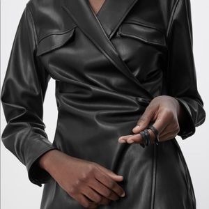Zara Leather Wrap Dress NWT